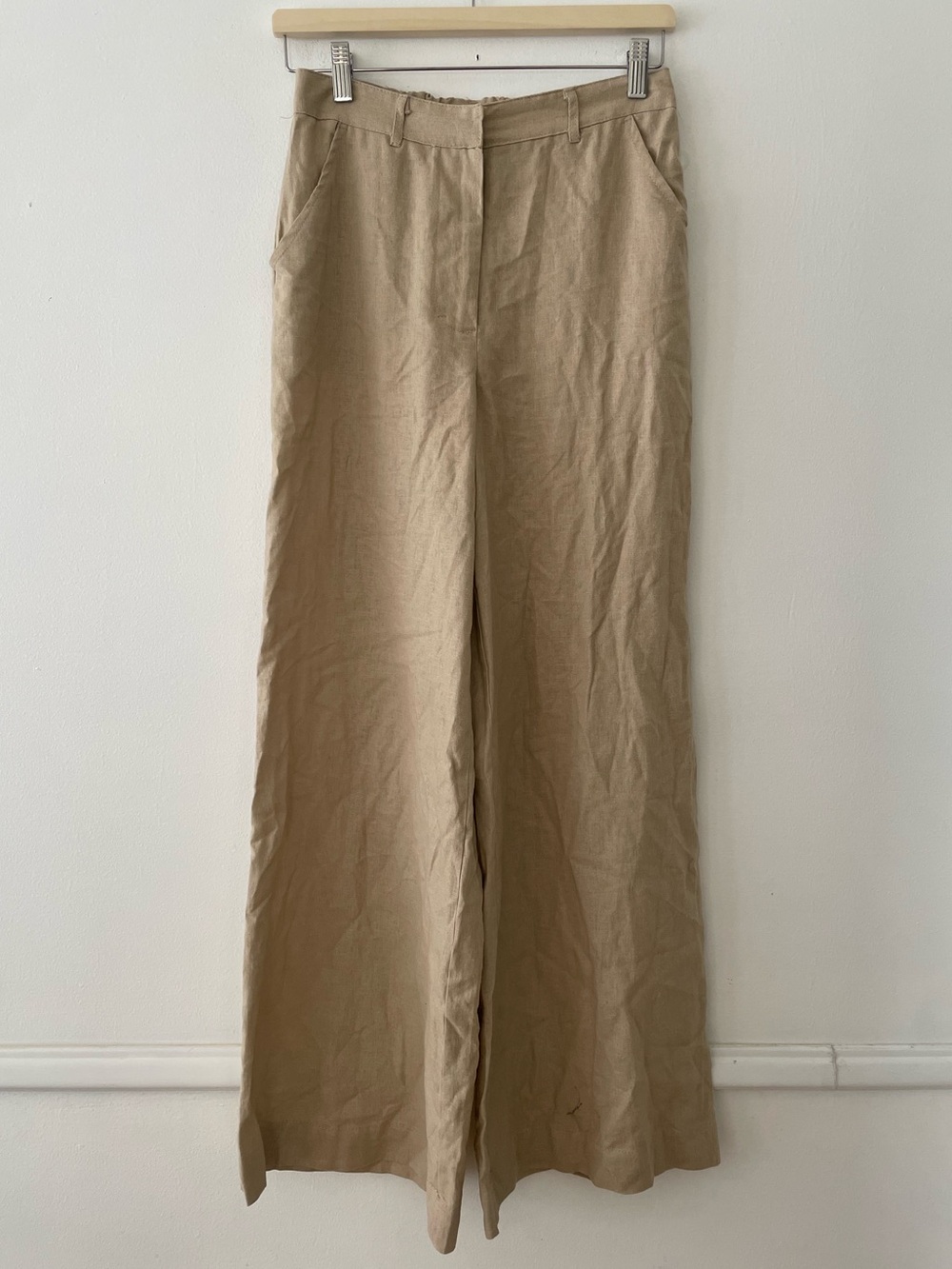 Max Studio London Linen Blend Wide Leg Trouser Pants Size S